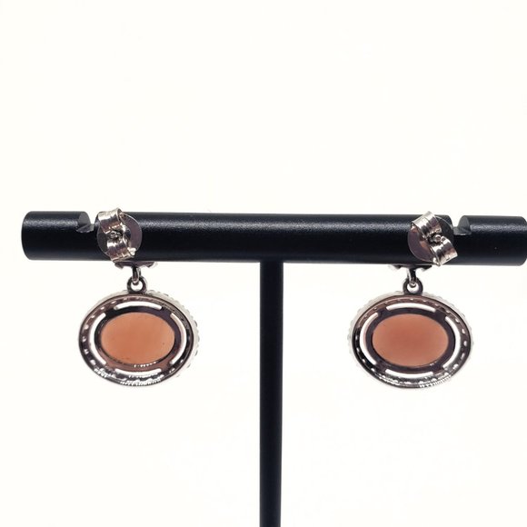 Sterling Silver Pink Opal Post Drop Earrings - Picture 5 of 6
